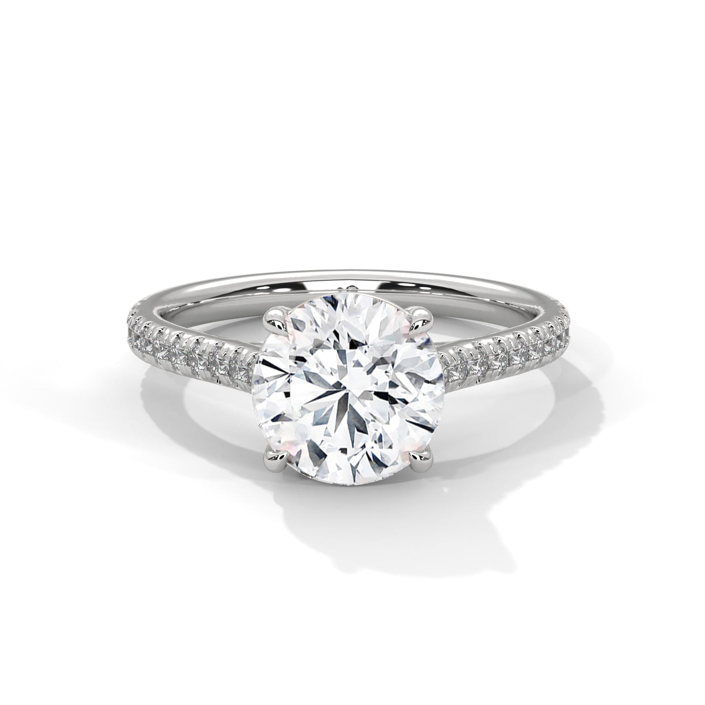 Celestia 2.22 CTW Round-Cut Diamond Pavé Engagement Gold Ring