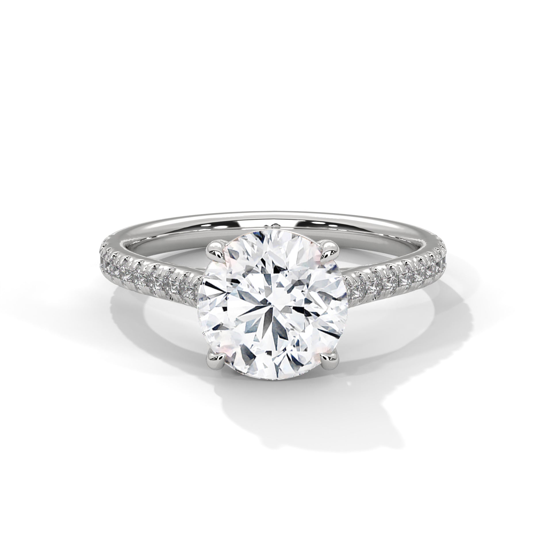 Celestia 2.22 CTW Round-Cut Diamond Pavé Engagement Gold Ring