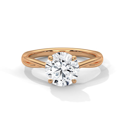 Elysian 2.00 CTW Round-Cut Diamond Twisted Solitaire Ring | 14K & 18K Gold