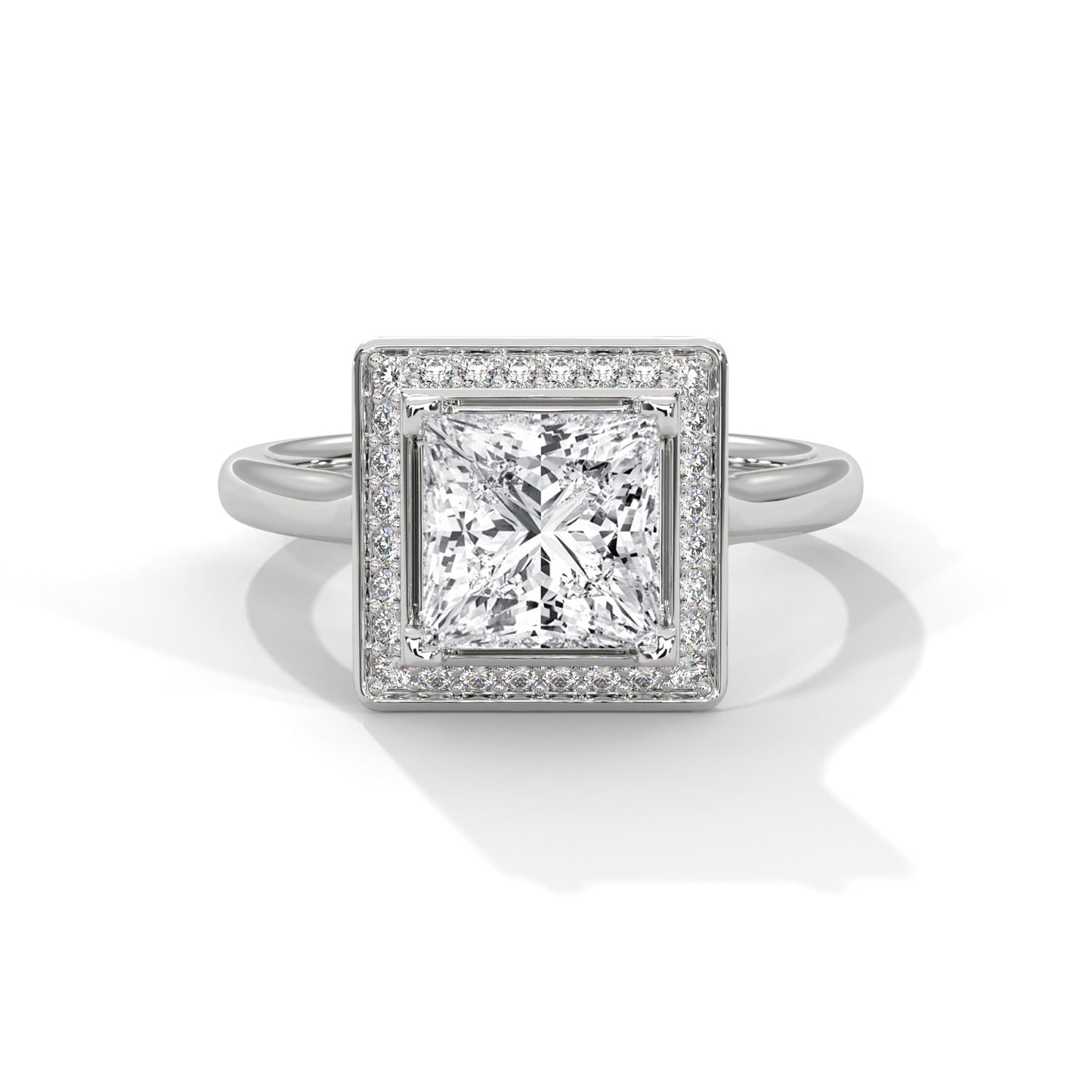 Majestic 2.18 CTW Princess Cut Diamond Halo Ring | E VS1