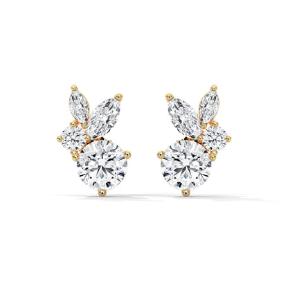 Rabbit- inspired Diamond Stud Earrings in 14K Gold | 1.41 CTW