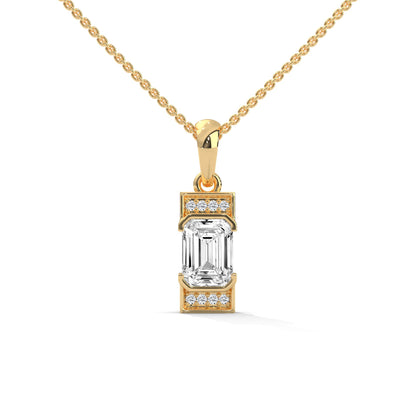 Regal Radiance: 14K Gold Emerald-Cut Diamond Pendant Necklace | 1.04 CTW