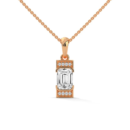 Regal Radiance: 14K Gold Emerald-Cut Diamond Pendant Necklace | 1.04 CTW