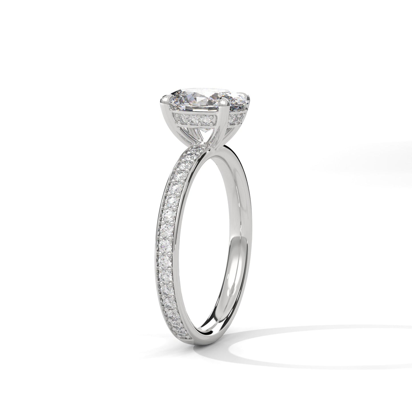Elegance 1.5 CT Oval-Cut Lab Grown Diamond Pave Ring | 1.96 CTW