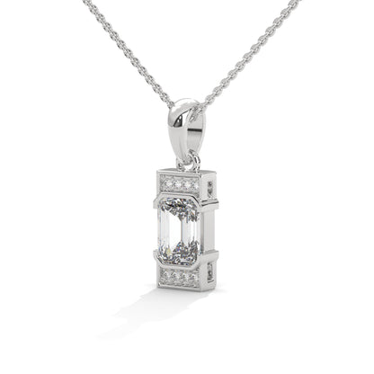 Regal Radiance: 14K Gold Emerald-Cut Diamond Pendant Necklace | 1.04 CTW