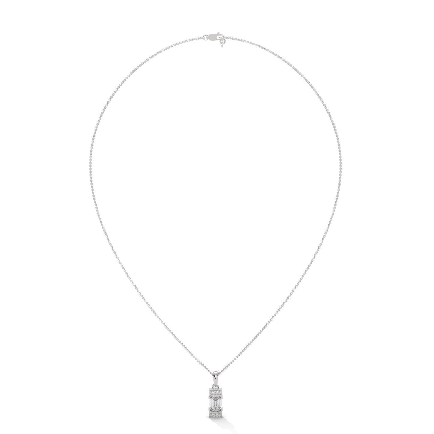 Regal Radiance: 14K Gold Emerald-Cut Diamond Pendant Necklace | 1.04 CTW