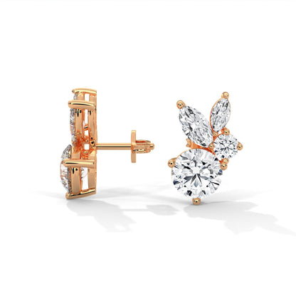 Rabbit- inspired Diamond Stud Earrings in 14K Gold | 1.41 CTW