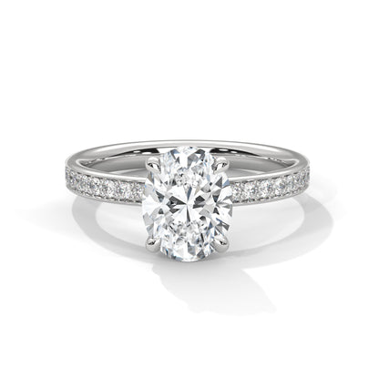 Elegance 1.5 CT Oval-Cut Lab Grown Diamond Pave Ring | 1.96 CTW