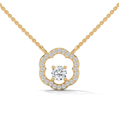 Floral Bloom: 14K Gold Round-Cut Diamond Flower Pendant Necklace | 0.32 CTW