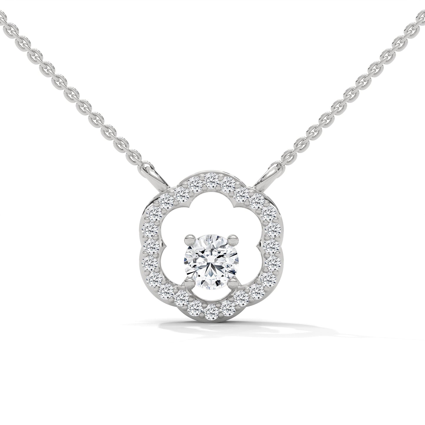 Floral Bloom: 14K Gold Round-Cut Diamond Flower Pendant Necklace | 0.32 CTW
