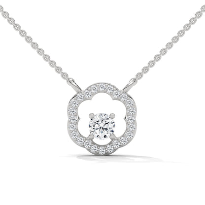 Floral Bloom: 14K Gold Round-Cut Diamond Flower Pendant Necklace | 0.32 CTW