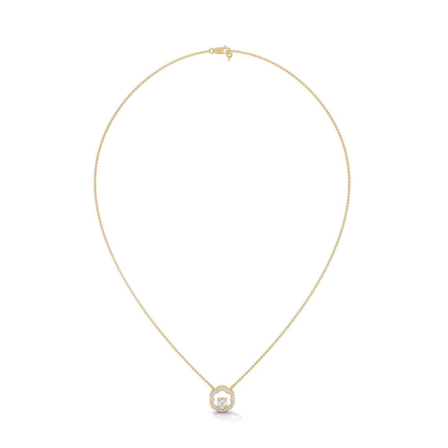 Floral Bloom: 14K Gold Round-Cut Diamond Flower Pendant Necklace | 0.32 CTW