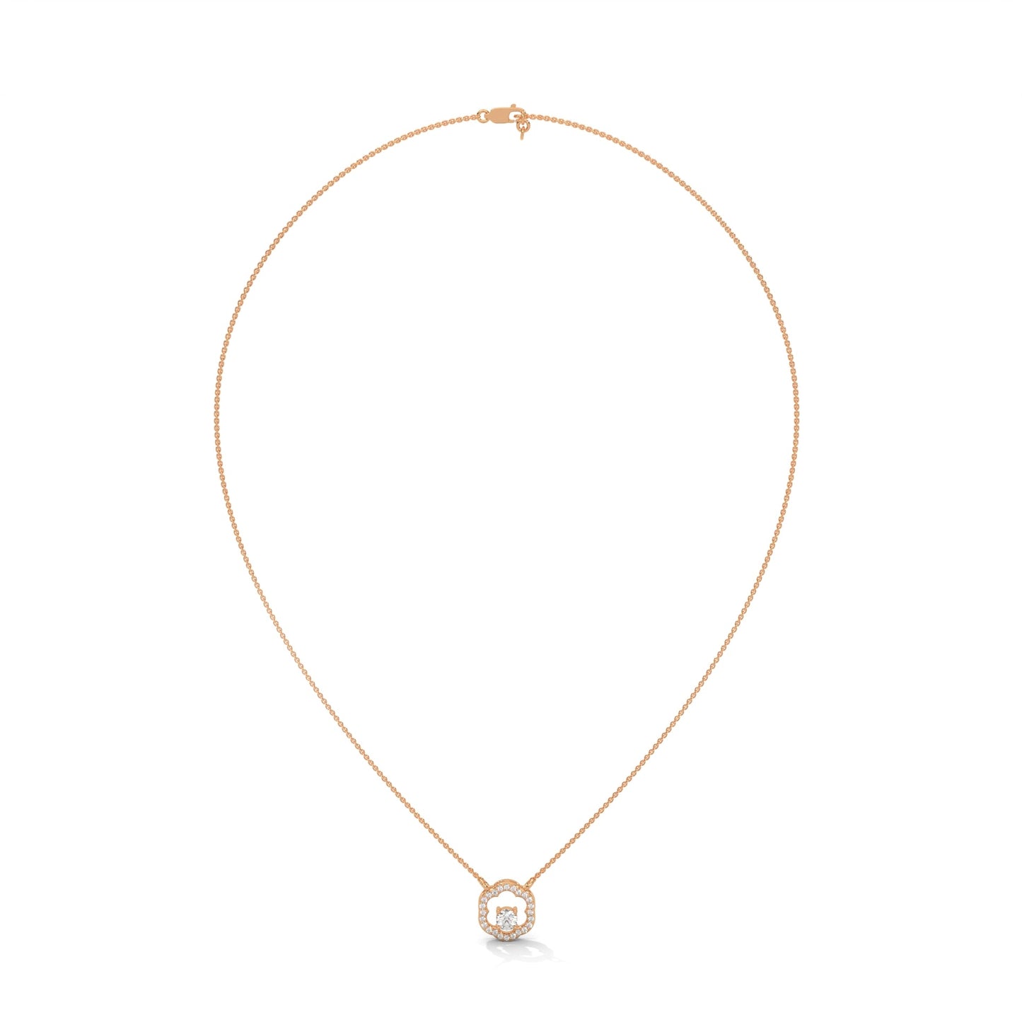 Floral Bloom: 14K Gold Round-Cut Diamond Flower Pendant Necklace | 0.32 CTW