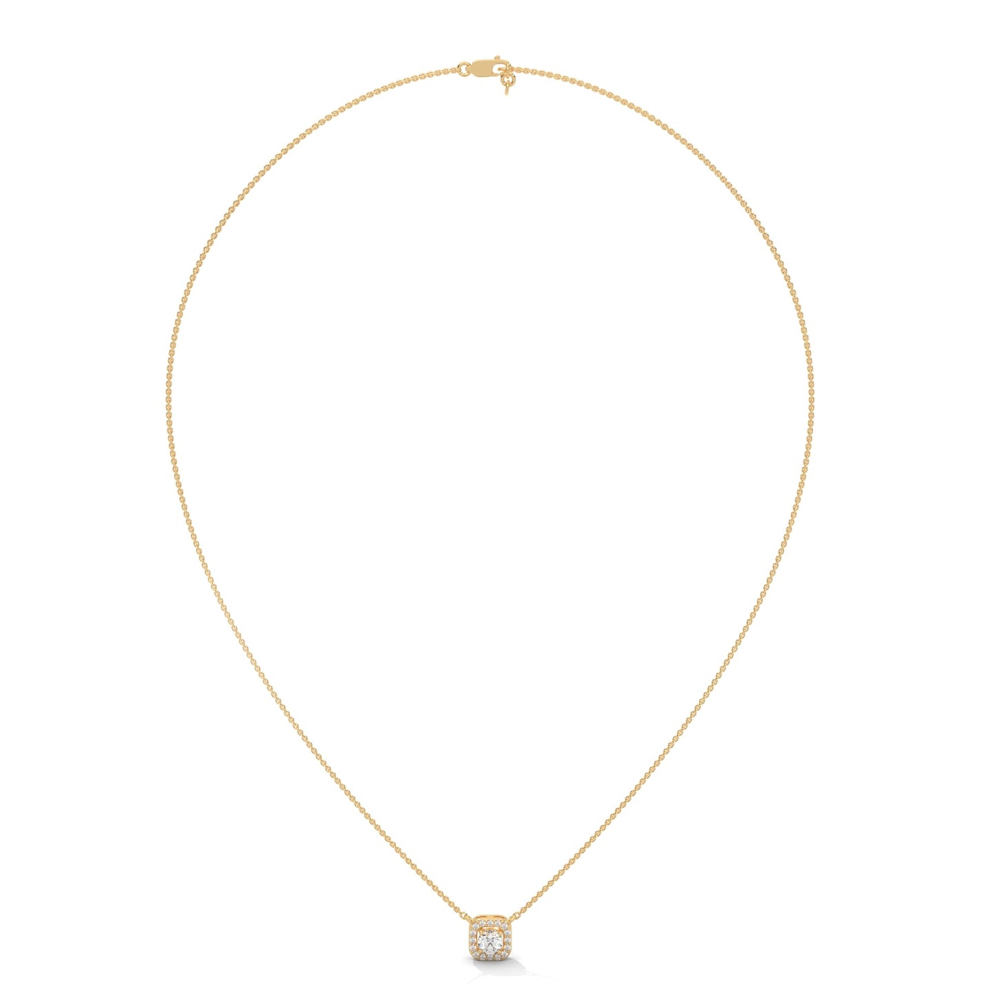 Timeless Halo: 14K Gold Round-Cut Diamond Halo Pendant Necklace | 0.33CTW