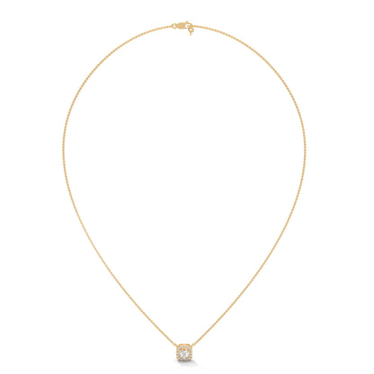 Timeless Halo: 14K Gold Round-Cut Diamond Halo Pendant Necklace | 0.33CTW