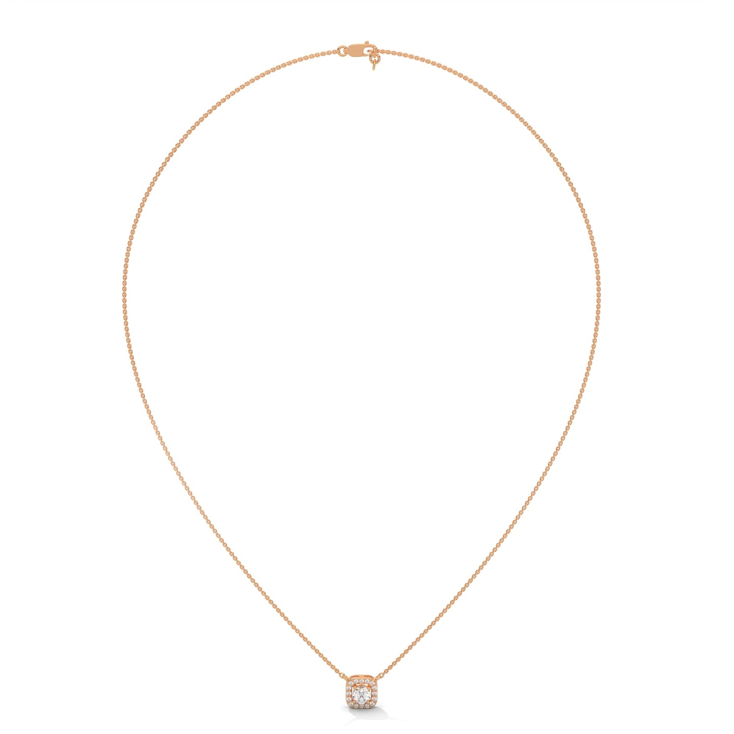 Timeless Halo: 14K Gold Round-Cut Diamond Halo Pendant Necklace | 0.33CTW