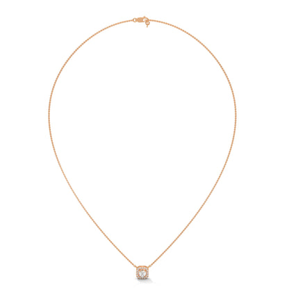 Timeless Halo: 14K Gold Round-Cut Diamond Halo Pendant Necklace | 0.33CTW