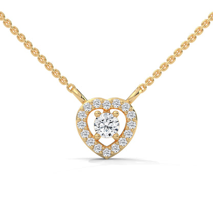 Eternal Love: Gold Diamond Heart Halo Pendant Necklace | 0.19 CTW