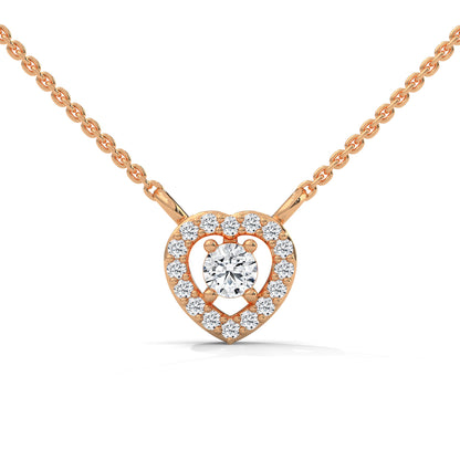Eternal Love: Gold Diamond Heart Halo Pendant Necklace | 0.19 CTW