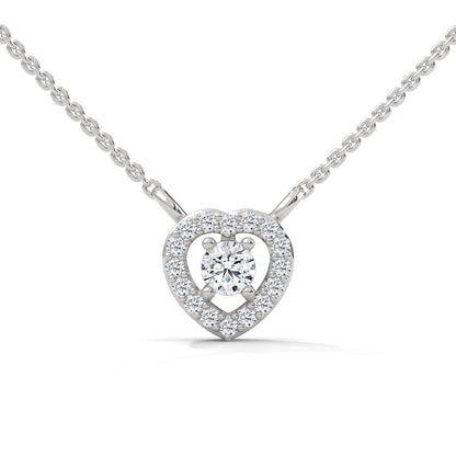Eternal Love: Gold Diamond Heart Halo Pendant Necklace | 0.19 CTW