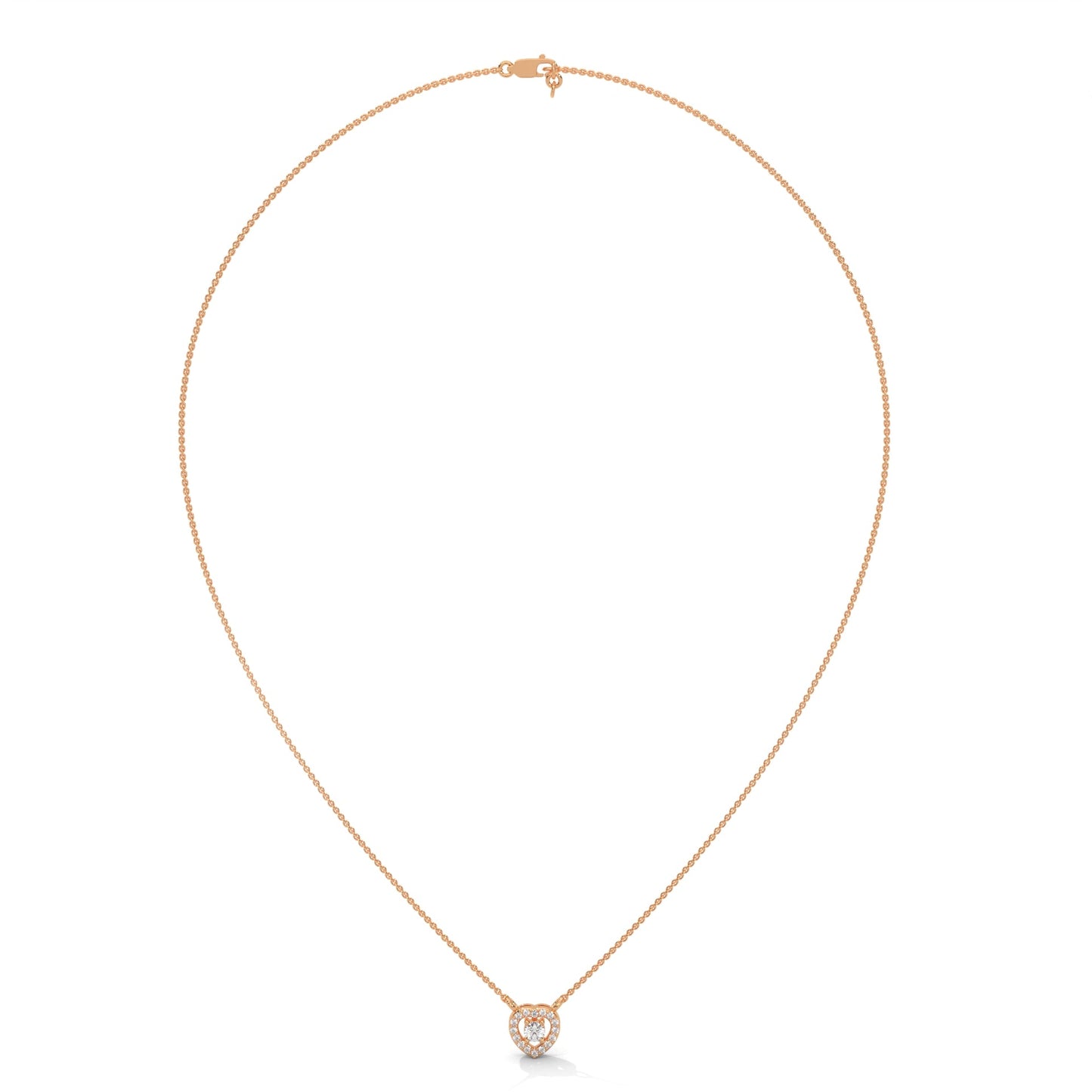 Eternal Love: Gold Diamond Heart Halo Pendant Necklace | 0.19 CTW