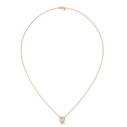 Eternal Love: Gold Diamond Heart Halo Pendant Necklace | 0.19 CTW