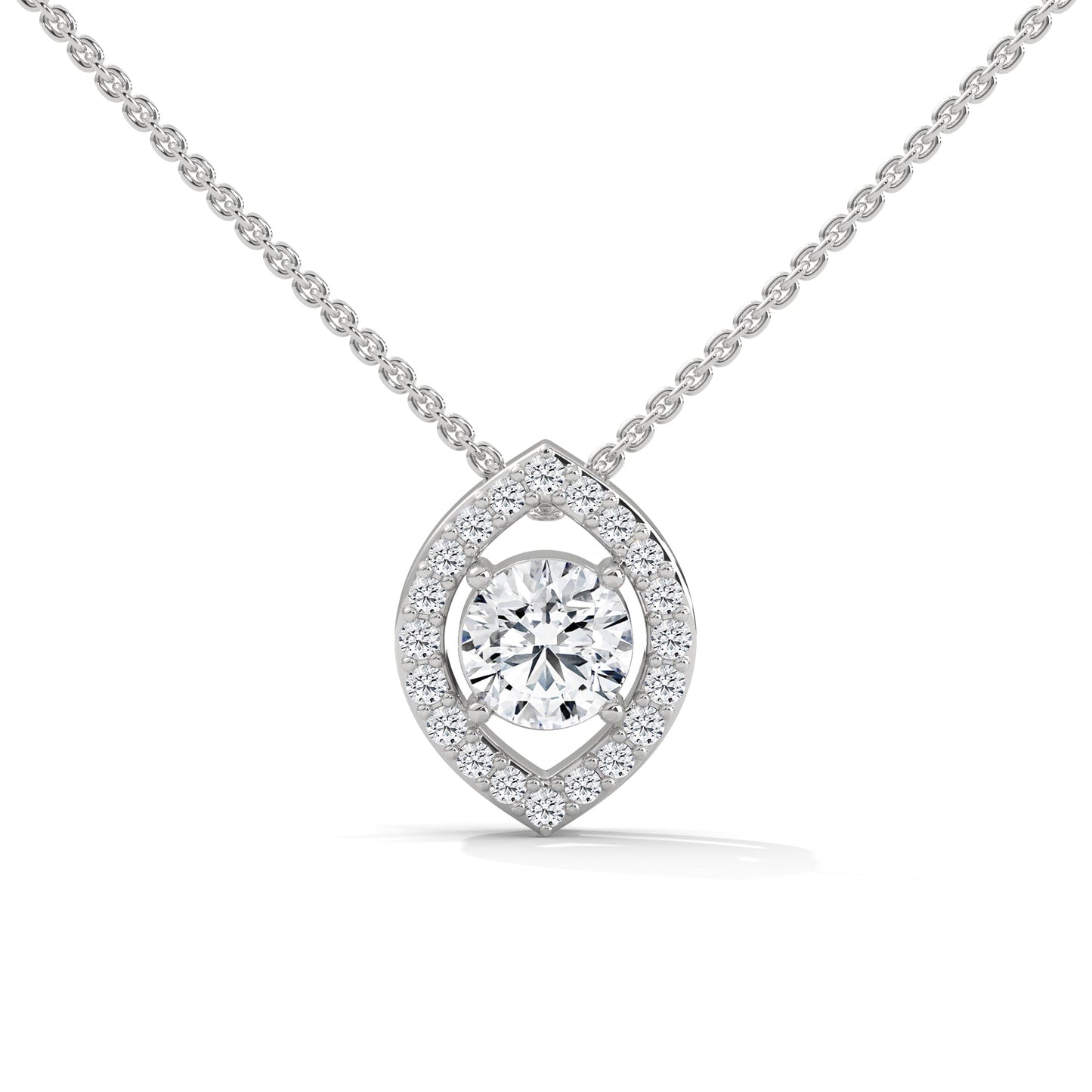 Ethereal Glow: Gold Floating Halo Diamond Pendant Necklace| 0.64 CTW