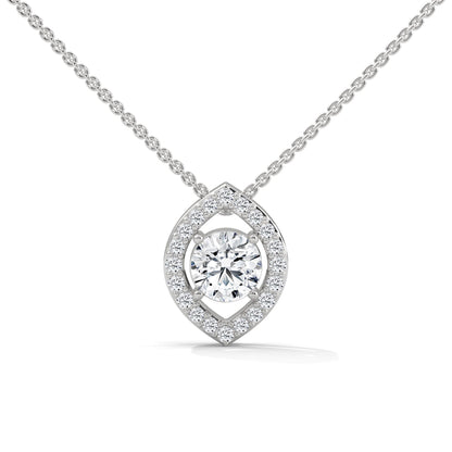 Ethereal Glow: Gold Floating Halo Diamond Pendant Necklace| 0.64 CTW