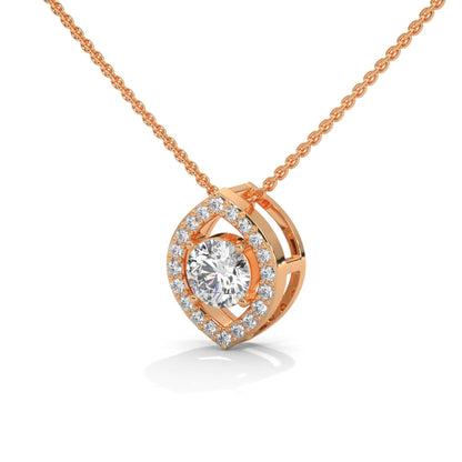 Ethereal Glow: Gold Floating Halo Diamond Pendant Necklace| 0.64 CTW