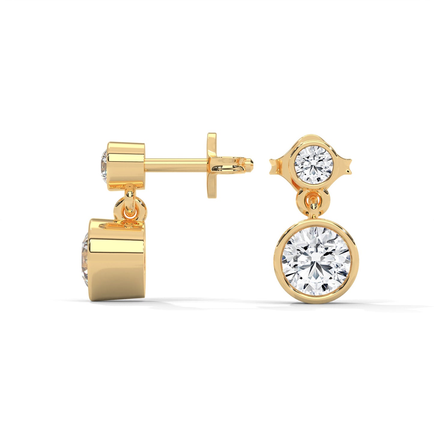 Bezel Set Two-Stone Drop Diamond Earrings with 1.16 ctw Lab Grown Diamond