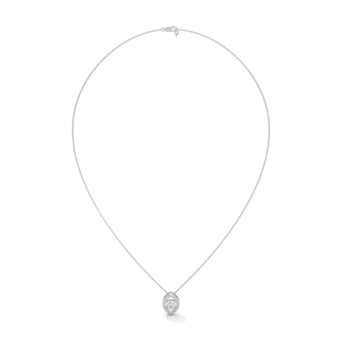 Ethereal Glow: Gold Floating Halo Diamond Pendant Necklace| 0.64 CTW