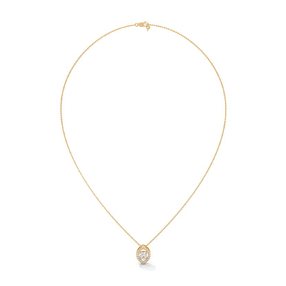Ethereal Glow: Gold Floating Halo Diamond Pendant Necklace| 0.64 CTW