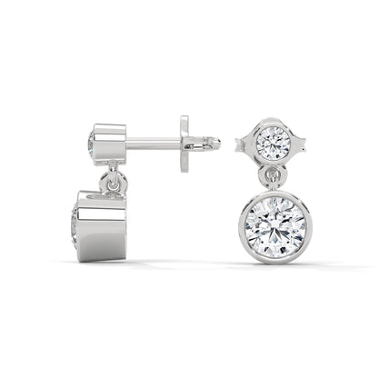 Bezel Set Two-Stone Drop Diamond Earrings with 1.16 ctw Lab Grown Diamond