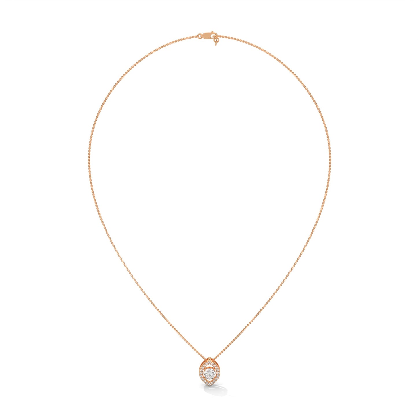 Ethereal Glow: Gold Floating Halo Diamond Pendant Necklace| 0.64 CTW