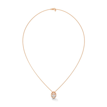 Ethereal Glow: Gold Floating Halo Diamond Pendant Necklace| 0.64 CTW