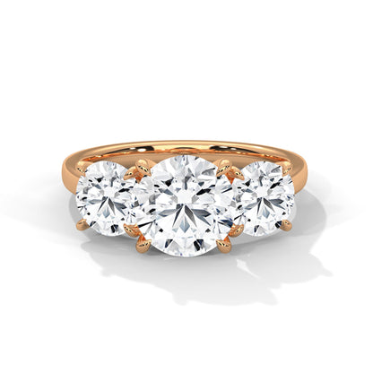 Timeless Three-Stone 3.68 CTW Round Diamond Ring | E VSS1