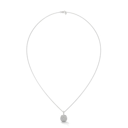 Gold Triple Halo Round Diamond Pendant Necklace | 0.32CTW