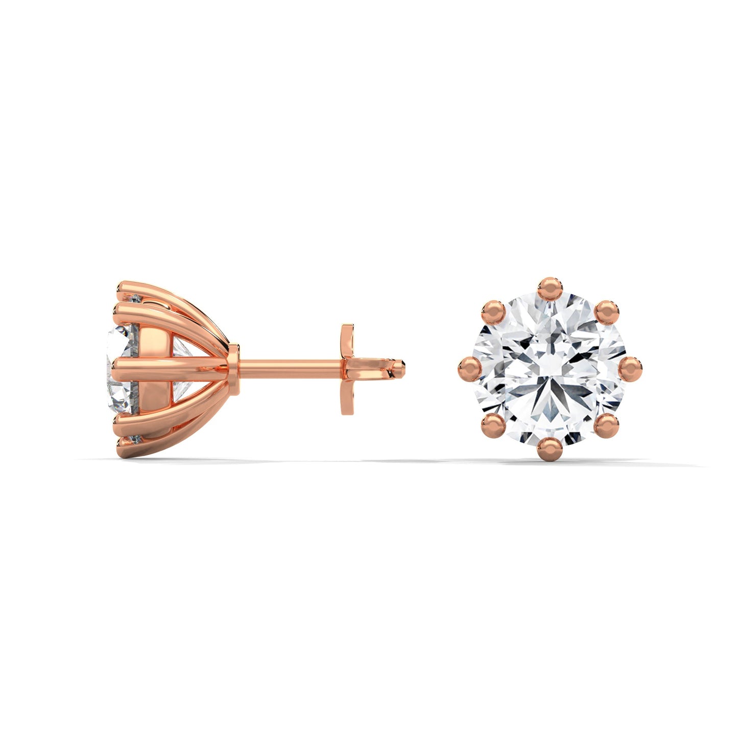 Elegant 8-Prong Round-Cut 14K Gold Stud Earrings| IGI Certified