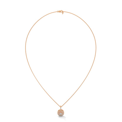 Gold Triple Halo Round Diamond Pendant Necklace | 0.32CTW
