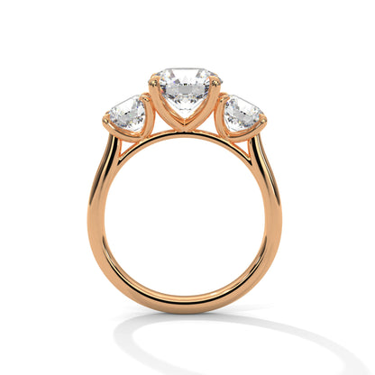 Timeless Three-Stone 3.68 CTW Round Diamond Ring | E VSS1