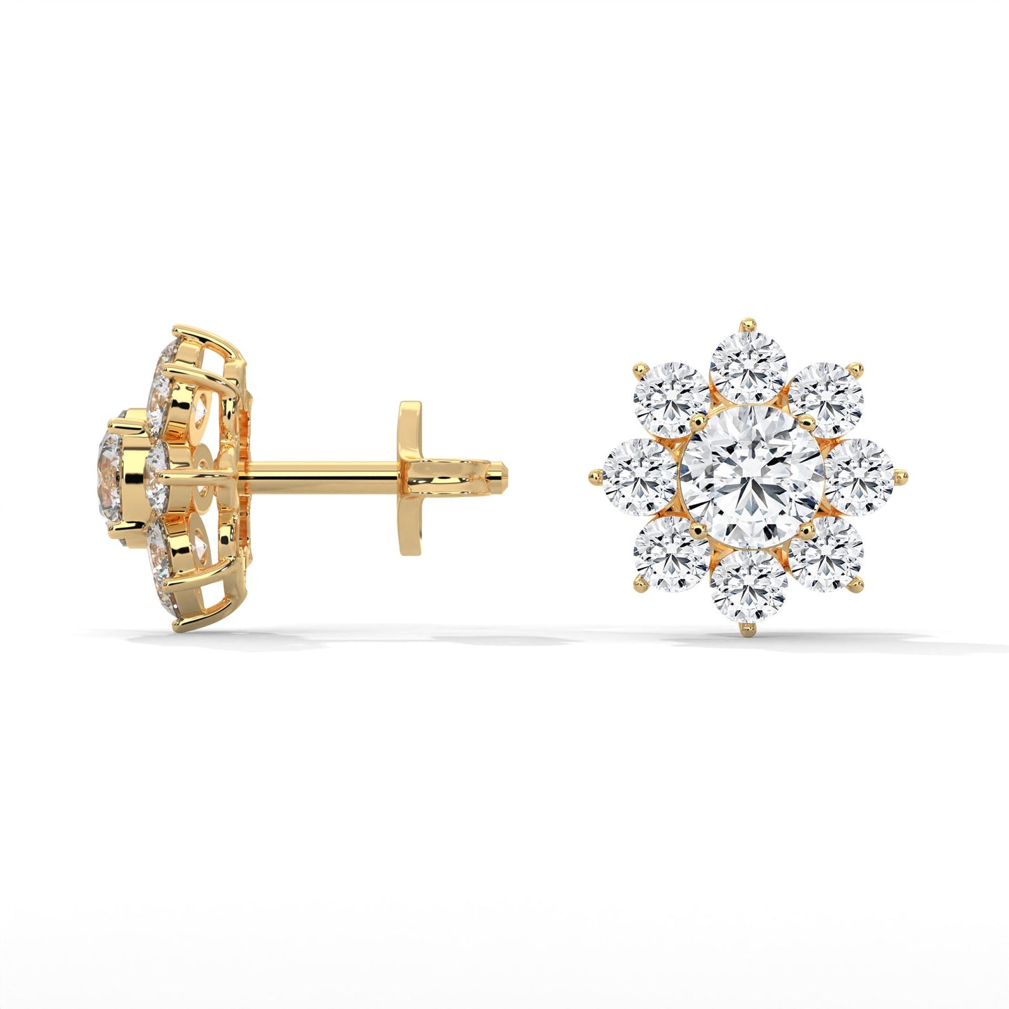 Floral Diamond Cluster 14k &18k Gold Earrings | 2.92 CTW