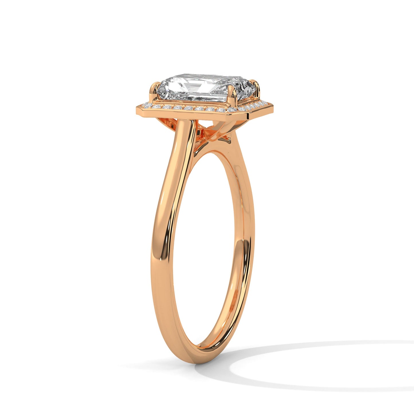 Ethereal 2.15 CTW Emerald-Cut Lab-Grown Diamond Halo Ring | E-VS1