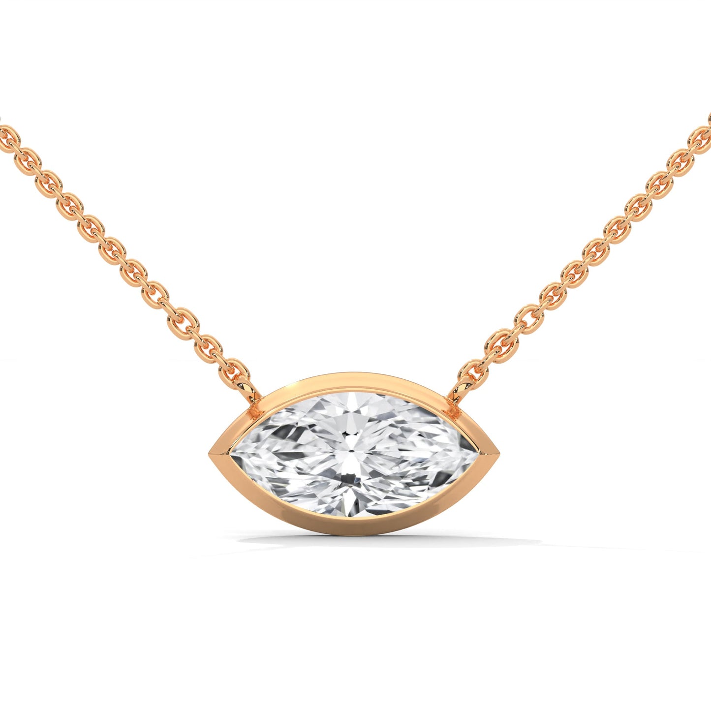 Marquise-Cut Diamond Pendant Necklace 0.85ct E-VS1 | 14K Gold |16”&18” Chain