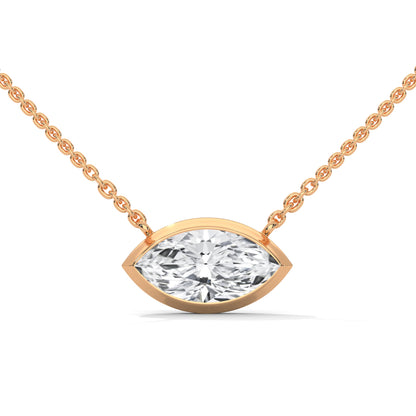 Marquise-Cut Diamond Pendant Necklace 0.85ct E-VS1 | 14K Gold |16”&18” Chain