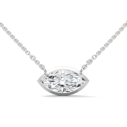 Marquise-Cut Diamond Pendant Necklace 0.85ct E-VS1 | 14K Gold |16”&18” Chain