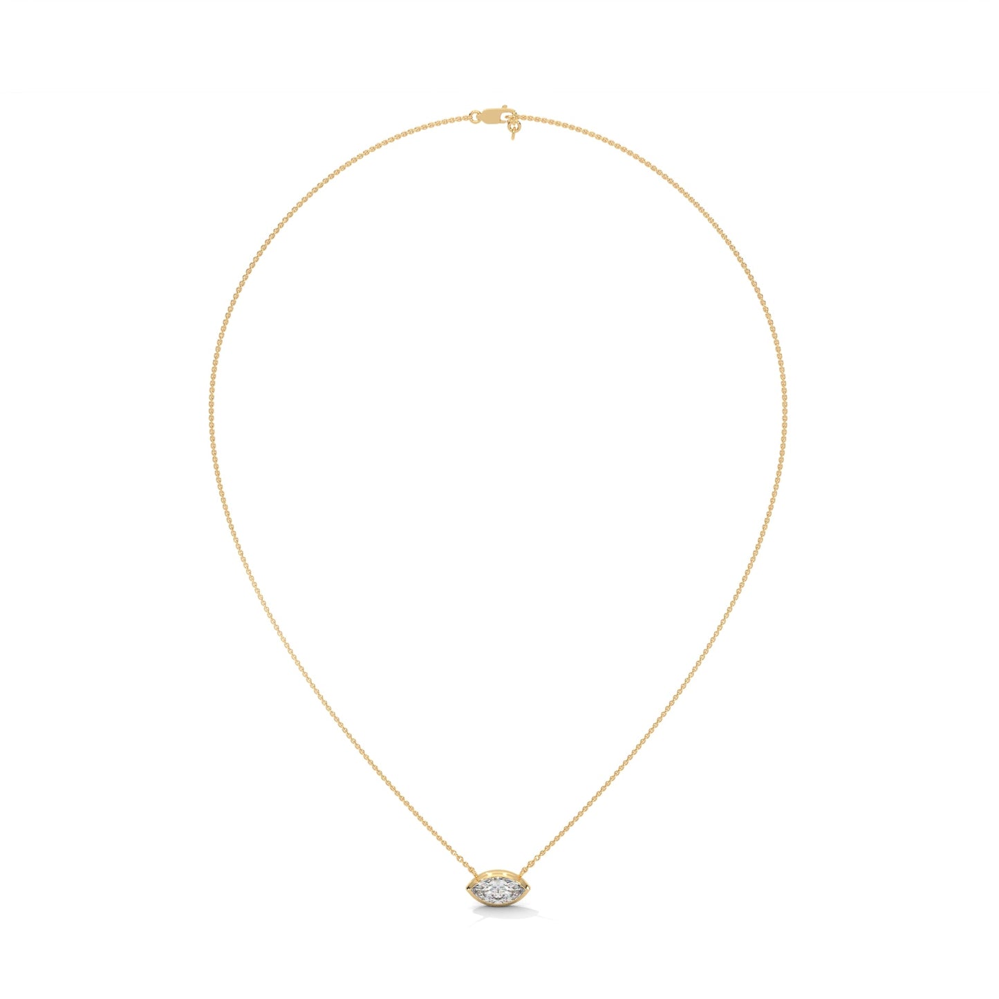 Marquise-Cut Diamond Pendant Necklace 0.85ct E-VS1 | 14K Gold |16”&18” Chain