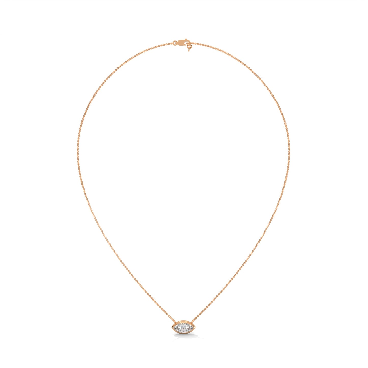 Marquise-Cut Diamond Pendant Necklace 0.85ct E-VS1 | 14K Gold |16”&18” Chain