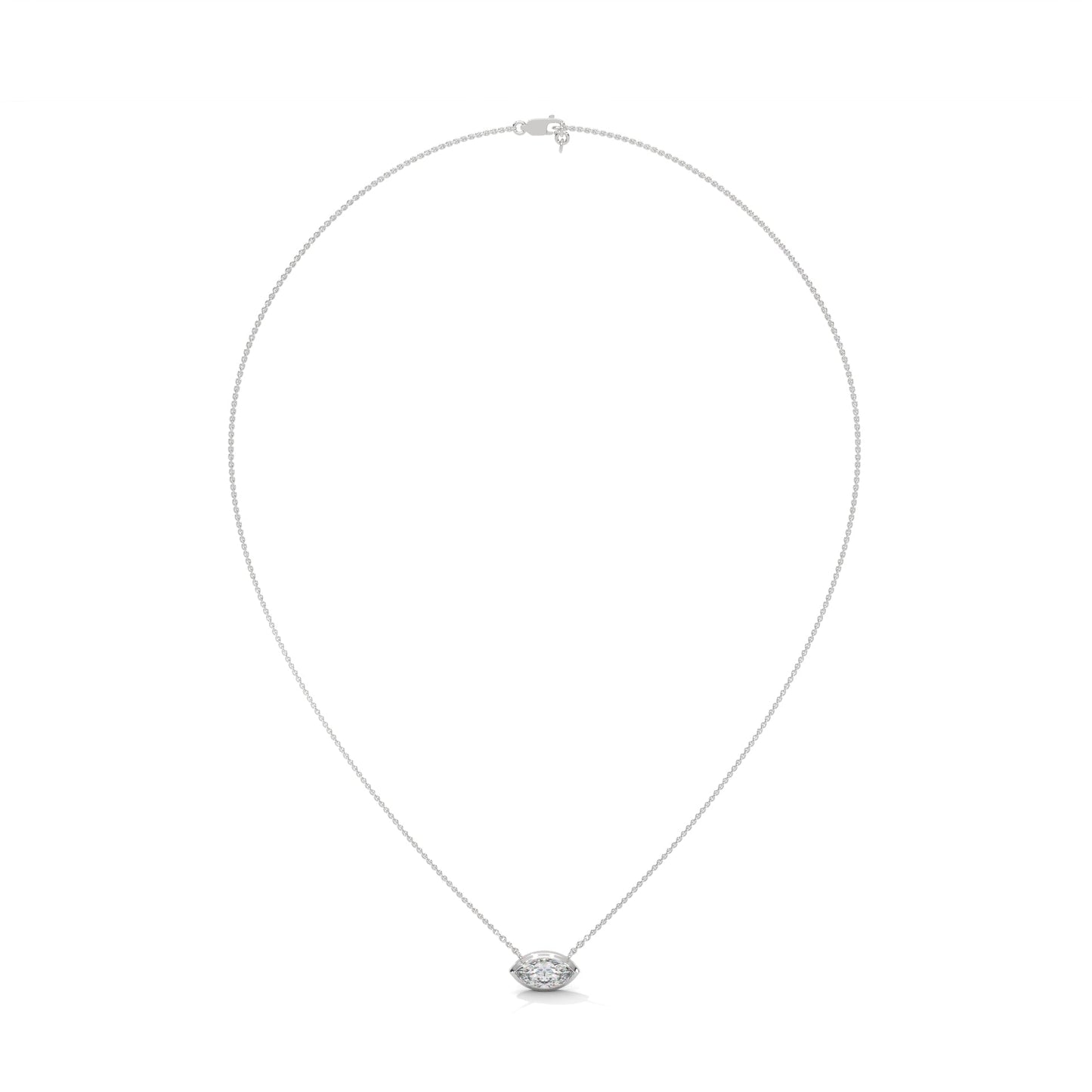 Marquise-Cut Diamond Pendant Necklace 0.85ct E-VS1 | 14K Gold |16”&18” Chain