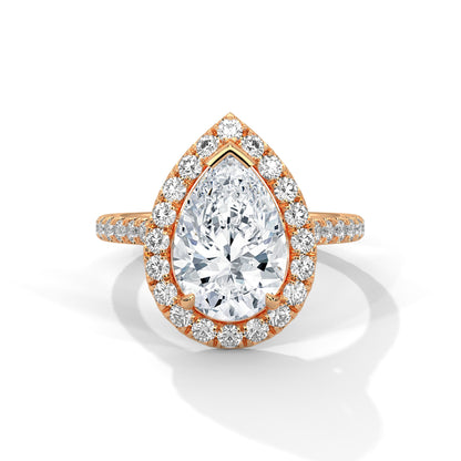 Pave 2CT Pear Lab-Grown Diamond Engagement Ring | 2.73 CTW