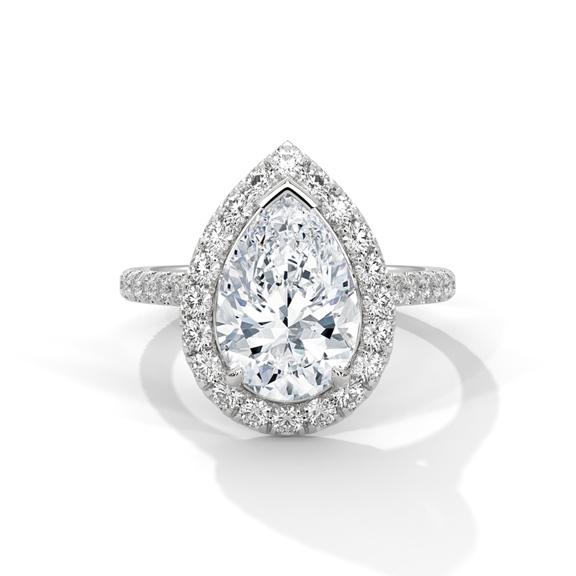 Pave 2CT Pear Lab-Grown Diamond Engagement Ring | 2.73 CTW